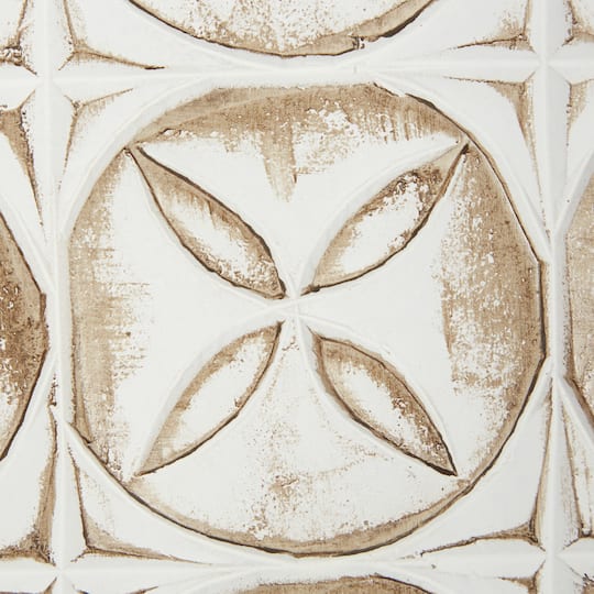 48" White Wood Traditional Abstract Wall Décor Set
